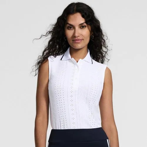 Women's Sleeveless Sunshade Eyelet Polo