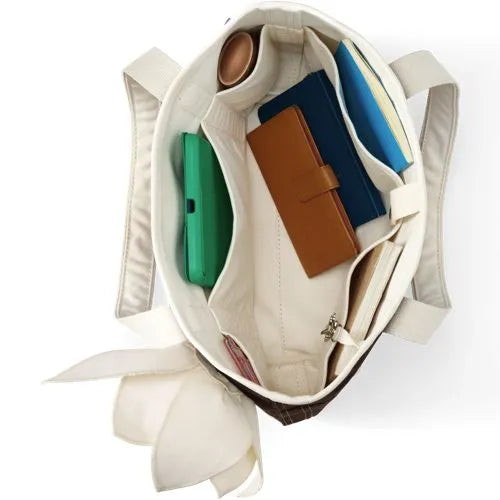 Medium Faux Suede Applique Open Top Tote Bag