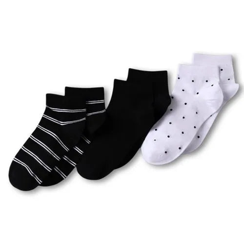 Women's Cotton Multi Print Quarter Crew Socks 3 Pack