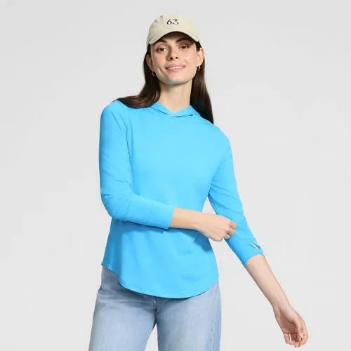 Women's Long Sleeve Hooded Garden Tee - Sunshade UPF 50 Quick Dry