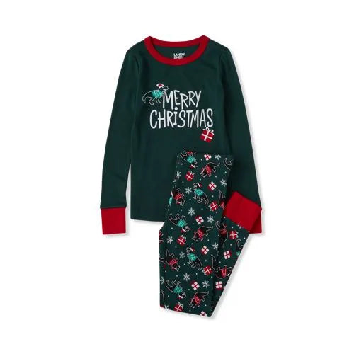 Kids Holiday Long Sleeve Top and Bottom Snug Fit Pajama Set