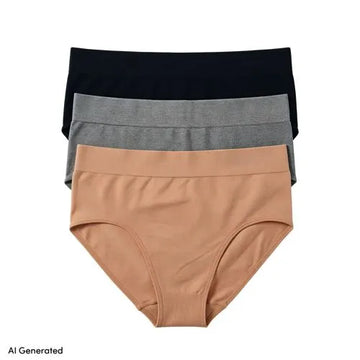 Women's Bikini Brief Cotton Comfort Seamless Basic Panties 3 Pack