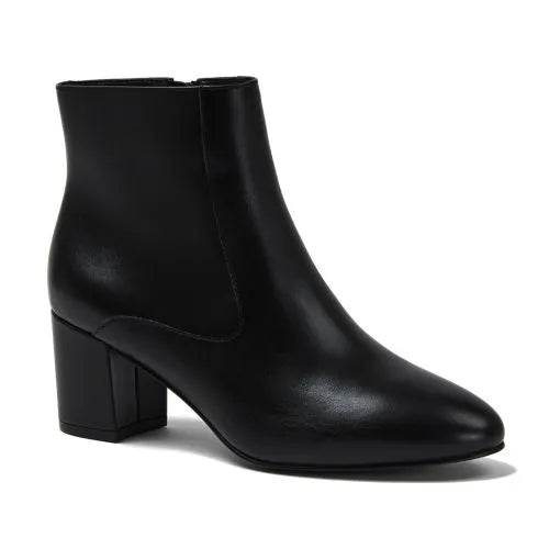 Women's Essential Leather Block Heeled Boots