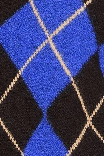 Men's Long Sleeve Fuzzy Argyle Cardigan Sweater