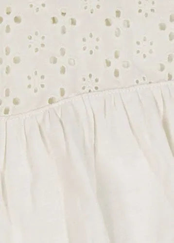 Women's 3/4 Sleeve Eyelet Mix Flowy Top
