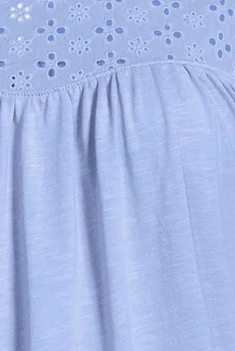 Women's 3/4 Sleeve Eyelet Mix Flowy Top