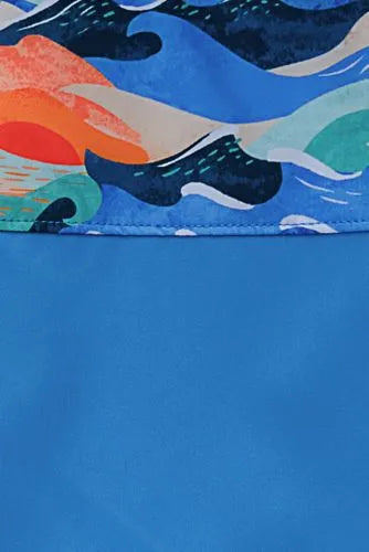 Boys Chlorine Resistant Stretch Print Blocked Hydroliner Board Swim Trunks